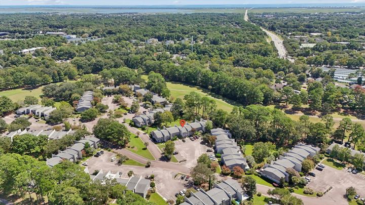 Aerial view of Ventura Villas and the surrounding golf course