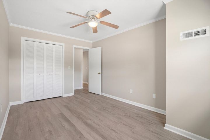 Upstairs bedroom with double closets